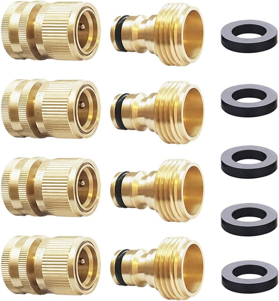 4PCS Garden Hose Quick Connect Solid Brass Fitting for Water Hose Use