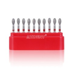Dental FG Diamond Burs Egg Football #379-023F Fine Grit Red 10pcs/kit AZDENT