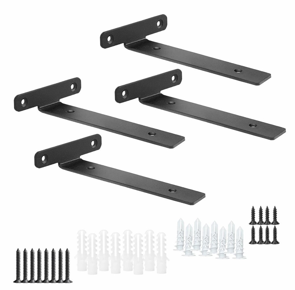 4 Pack Floating Shelf Brackets,6 Inch Industrial Wall Shelf Bracket,