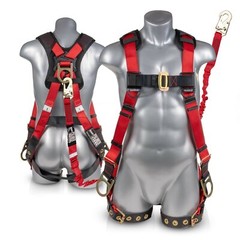 Full Body Harness w/detachable 6′ Internal Shock Absorbing Lanyard w/ Steel Hook