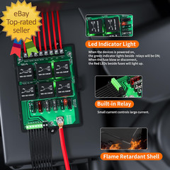 Relay Box Fuse Relay Box 12V Automotive Universal Fuse Panel with 6 Way Relays a