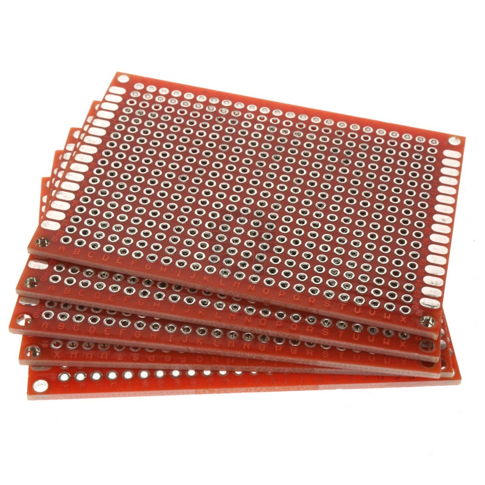 5cm x 7cm Red PCB Printed Circuit Board, 5 Pack, 432 Holes, 32 Pads