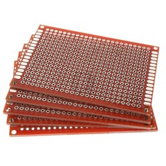 5cm x 7cm Red PCB Printed Circuit Board, 5 Pack, 432 Holes, 32 Pads