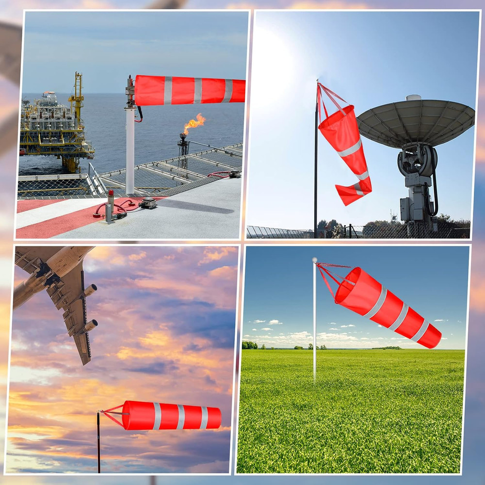 2 Pcs Airport Windsocks Measurement Sock Bag with Reflective Belt Oxford Fabric