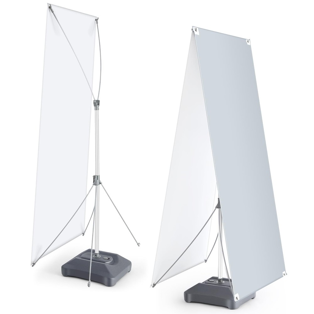 Blulu 24 x 63 to 32 x72 Adjustable X Banner Stand, 2×6 Double Sided Heavy Dut…