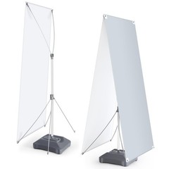 Blulu 24 x 63 to 32 x72 Adjustable X Banner Stand, 2×6 Double Sided Heavy Dut…