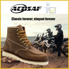Work Boot Men’s 6″ Soft Toe Wedge Boots for Construction Lightweight leather