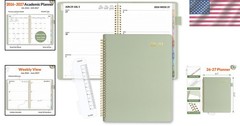 Elegant 2026-2027 Planner – 9×11.2 Leather, Extra Pages & Colorful Tabs