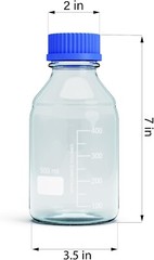 500ml Glass Round Media Storage Bottles with GL45 Screw Cap, Borosilicate Glass