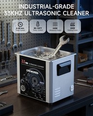 CREWORKS 33kHz 10L 240W Ultrasonic Cleaner with Degas Gentle Modes & Drain Valve