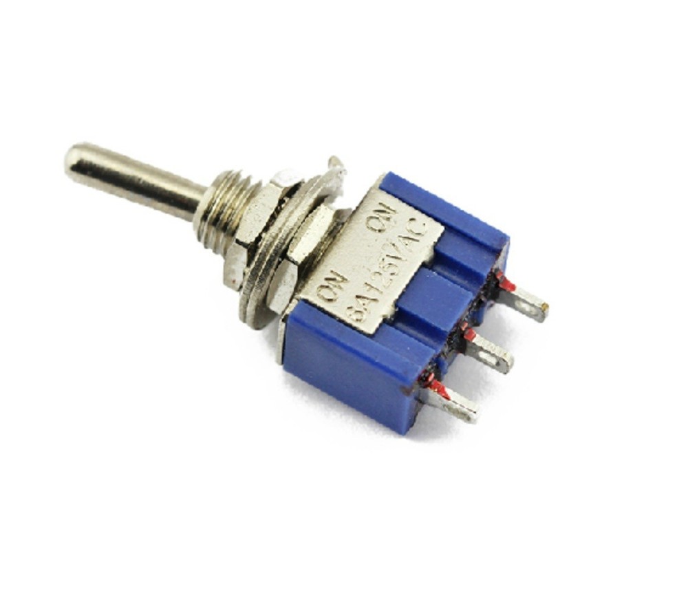 100Pcs AC 125V 6A SPDT 3 Pin On/On 2 Position Miniature Toggle Switch Blue