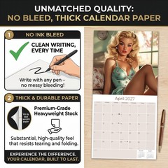 Retro Pin Ups Wall Calendar 2025 FULL SIZE 12×24 Made in USA