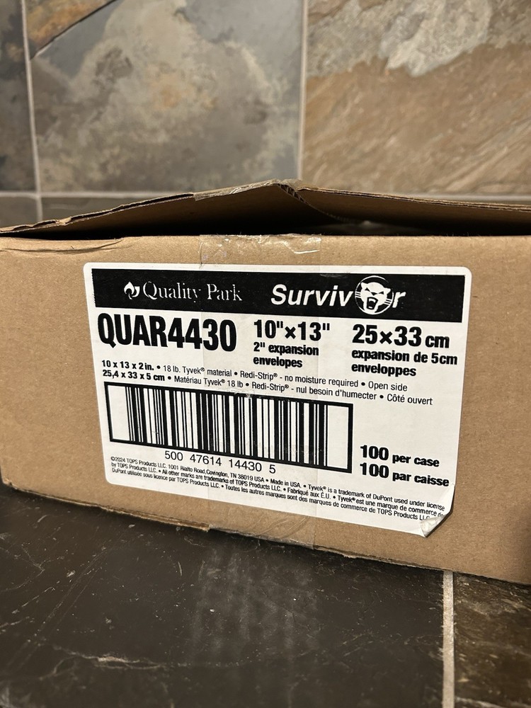 Survivor 10×13 Square Flap Open End Expansion Mailers White Carton Of 100