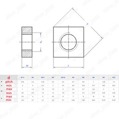 304 Stainless Steel Square Thin Nuts DIN562 M3 M4 M5 M6 M8 M10