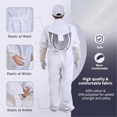 Premium Beekeeping Suit Breathable Full Body Protective Gear Durable XL White