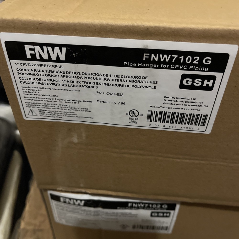 FNW 7102G 1 in. CPVC 2-Hole Wraparound Strap (Screws Included) Case Of 100 4avai