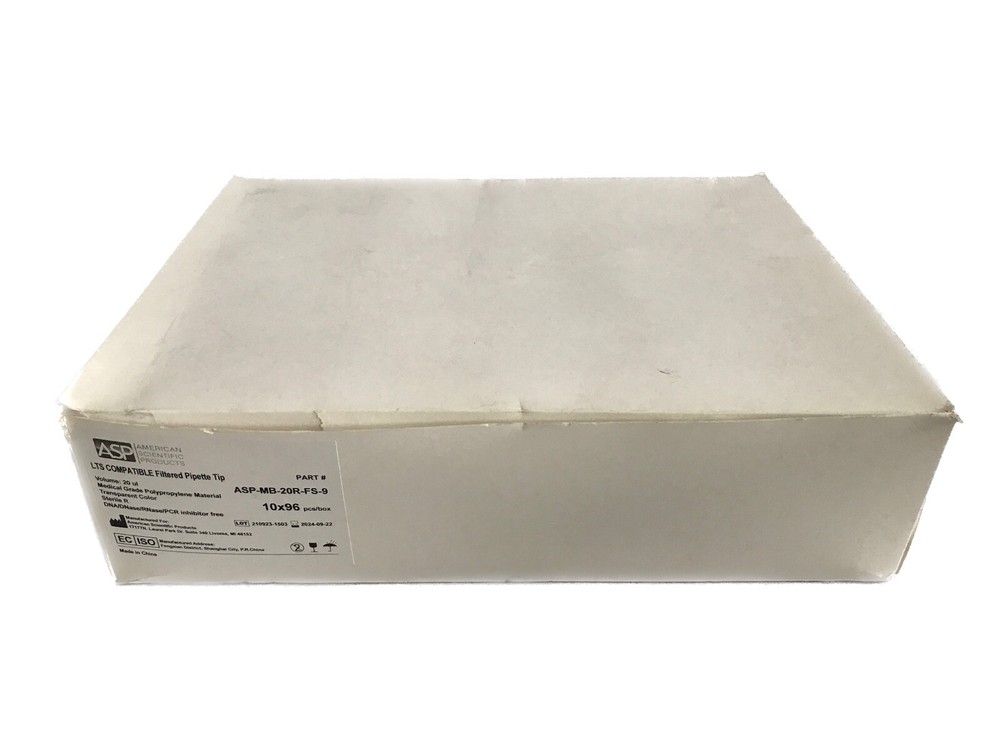 (960) ASP 20uL PP LTS Compatible Filtered Pipet Tips 96/Rack ASP-MB-20R-FS-9
