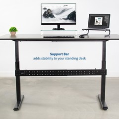 VIVO Black Universal Steel Clamp-on Desk Stabilizer Bar | Bracket Support System