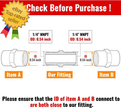12-Pack 1/4 Inch Male Hex Nipples, 1/4” NPT Male Brass Pipe Fitting Adapters, 1