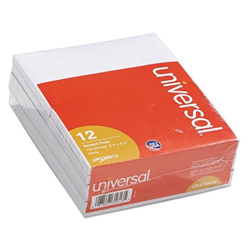 UNIVERSAL SCRATCH PADS UNRULED 3 X 5 100 SHEETS 12/PACK UNV35613 – WHITE