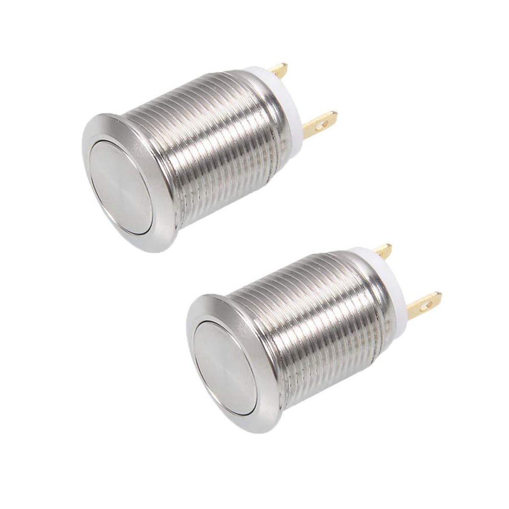 2 Pieces 12mm momentary push button switch Flat Head 3A 250V