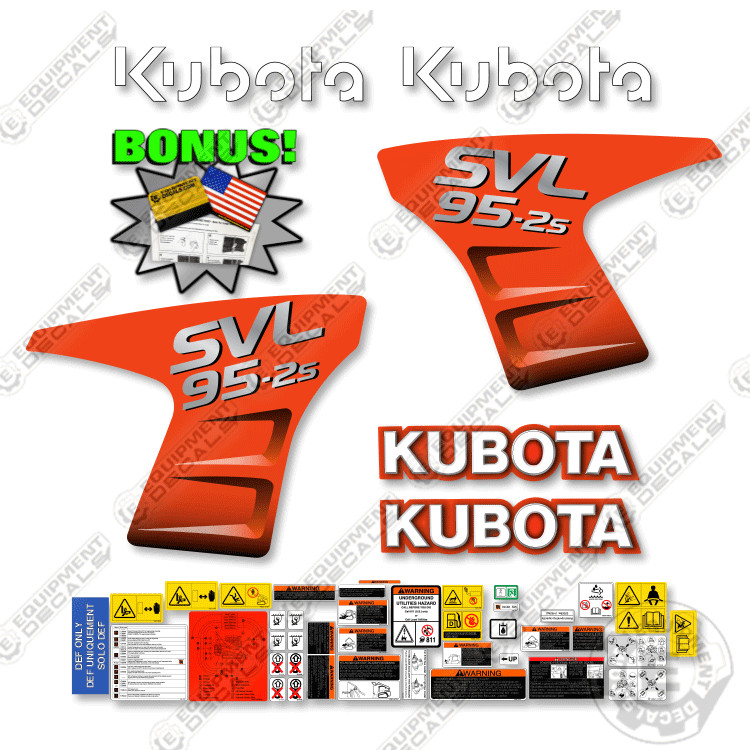 Fits Kubota SVL 95-2S Decal Kit Track Loader Replacement Decals