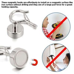 5/10Pcs Dia Strong Magnetic Hook Hanger N38 Neodymium Clamping Magnet Hooks Base
