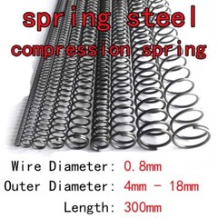 1pcs 300mm Length 0.8mm Wire Dia 4mm-18mm OD Spring Steel Compression Spring