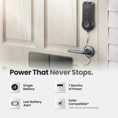 Lockin Veno Smart Deadbolt Lock with Palm Vein, Keyless Single Battery, Black