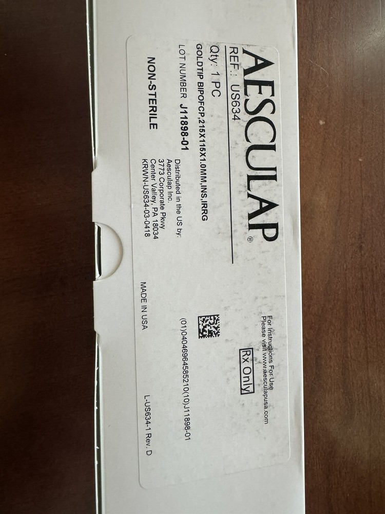 Aesculap Goldtip BiPolar Forcep -215 X 115 X 1.0mm, INS, IRRG – US634