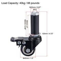 4pcs Swivel Expanding Stem Caster with Brake 1.5″ Diameter 88Lbs Load Capacity