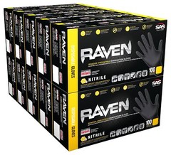 Raven SAS Safety 66518 6 mil Black Nitrile Disposable Gloves 7 Mil – Large – …