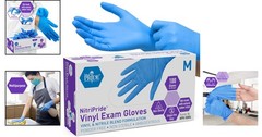 Nitrile/Vinyl Exam Gloves – Powder-Free, Latex-Free, Box of 100 – Medium