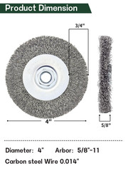 Crimped Wire Wheel Brush 4In 5/8-11 Threads Arbor for 4-1/2″ Angle Grinder Meta