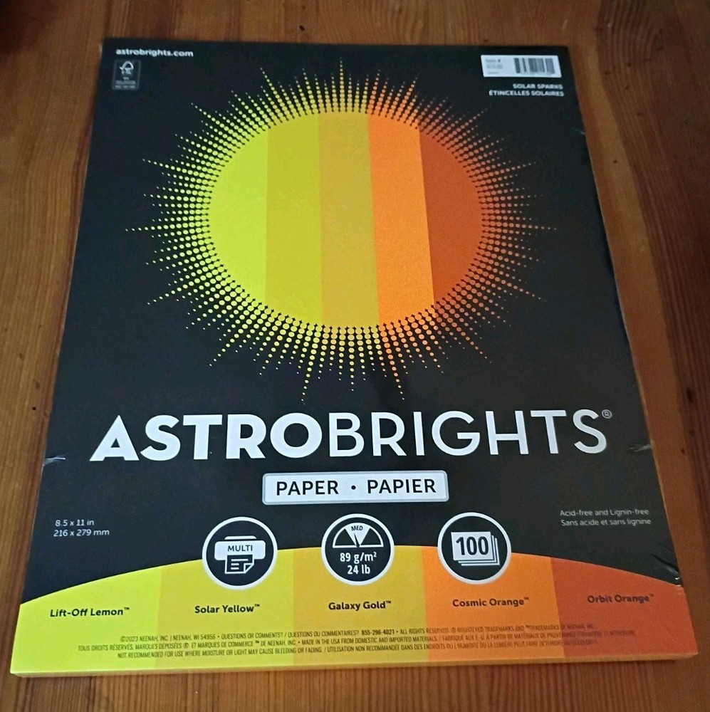 91530 Astrobrights Paper Solar Sparks Asst Yellows 8.5 X 11″ 24 lbs 100 Sheets