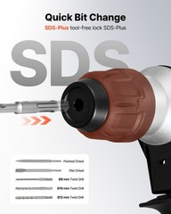 VEVOR Rotary Hammer Drill 1-1/8 in SDS-Plus Electric for Concrete and Masonry