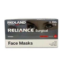 REDLAND RELIANCE Surgical 4ply BLACK Ear loop Face Mask (ASTM LEVEL-3) 50 PC/BOX