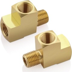 2Pcs 1/4″ Brass Tee Fittings 1/4″ NPT Female Pipe to 1/4″ NPT Male Pipe to 1/4″