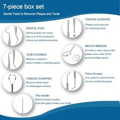 7pcs Dental Tools, Dental Pick for Teeth Cleaning, Stainless Steel Hygiene Kit