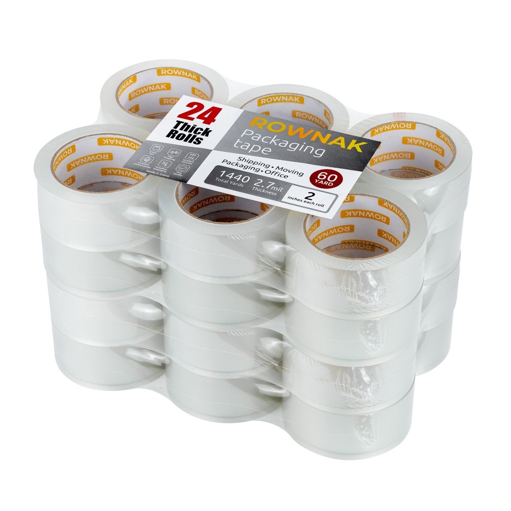 ROWNAK Clear Packaging Tape 24rolls–2.7mil Thick, 2.0 inches Wide,60 Yards Roll