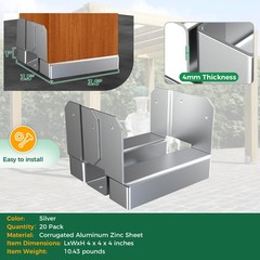 20Pcs 4×4 Post Base for Deck/Concrete, Heavy Duty, with 1″ Standoff & Anti-Rust