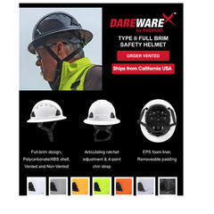 Radians RHF2V Dareware X™ Type II Class C Vented Full Brim Safety Helmet