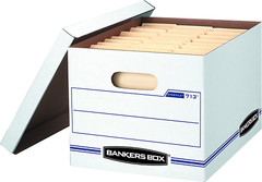 12pcs Basic Duty File Storage Boxes, Standard Assembly, Lift-Off Lid -White/Blue