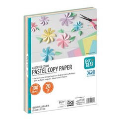 Pastel Colored Copy Paper 8.5 x 11 Letter Size 20lb 100 Sheets Bright Assorted