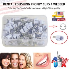 100 Pcs Polishing Cups Dental Rubber Prophy Tooth Polisher Brushes Kit white