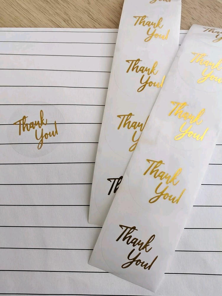 THANK YOU Clear Transparent Gold Letter Envelope Seal Label Stickers Party Favor