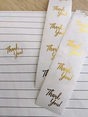 THANK YOU Clear Transparent Gold Letter Envelope Seal Label Stickers Party Favor