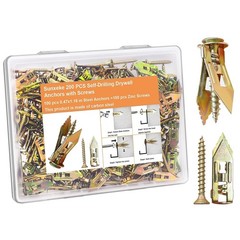 200 Pcs Self Drilling Drywall Anchors with Screws,100 Sheetrock Anchors 0.47x…