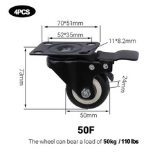 4PCS Locking Casters Heavy Duty Wheels with Flat Plate Swivel Casters with Brake