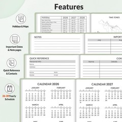 2026-2027 Pocket Weekly Planner 3.5×6 Hardcover Academic Calendar Sage